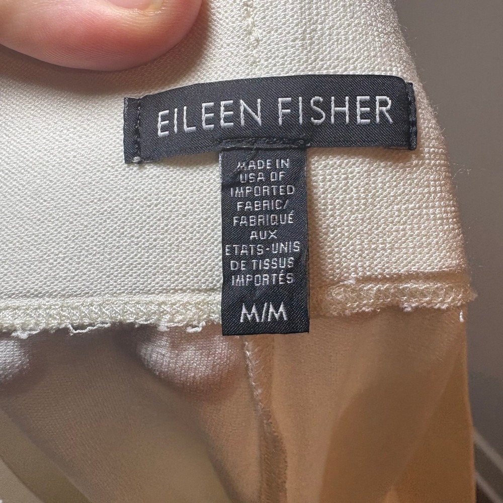 Eileen Fisher Womens White Stretch Crepe Slim Ankle Pants Size M Elastic Waist - Picture 4 of 9